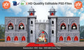 Stone Fort Theme Kaman and Arch Backdrop Pandal Design – High-Quality Editable PSD File | Me Chitrakar