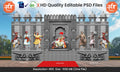 Warrior's Fort Theme Kaman and Arch Backdrop Design – High-Quality Editable PSD File | Me Chitrakar | PMD/BD1224/42