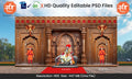 Traditional Wooden Palace Theme Kaman and Arch Backdrop Design – High-Quality Editable PSD File | Me Chitrakar