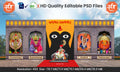 Shakta Pithas Theme Kamaan and Arch Backdrop Design - High-Quality Editable PSD Files for Divine Event Decor - Mechitrakar 