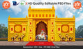 Golden Royal Palace Theme Kaman and Arch Backdrop Design – High-Quality Editable PSD File | Me Chitrakar