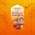 Professional Sri Krishna Janmashtami Template Design for Social Media in Marathi, Hindi, and English - PSD and PSD by Me Chitrakar