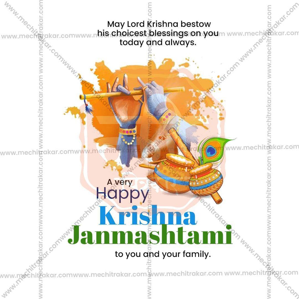 Professional Sri Krishna Janmashtami Template Design in Marathi, Hindi, and English - High-Quality Editable PSD  by Me Chitrakar