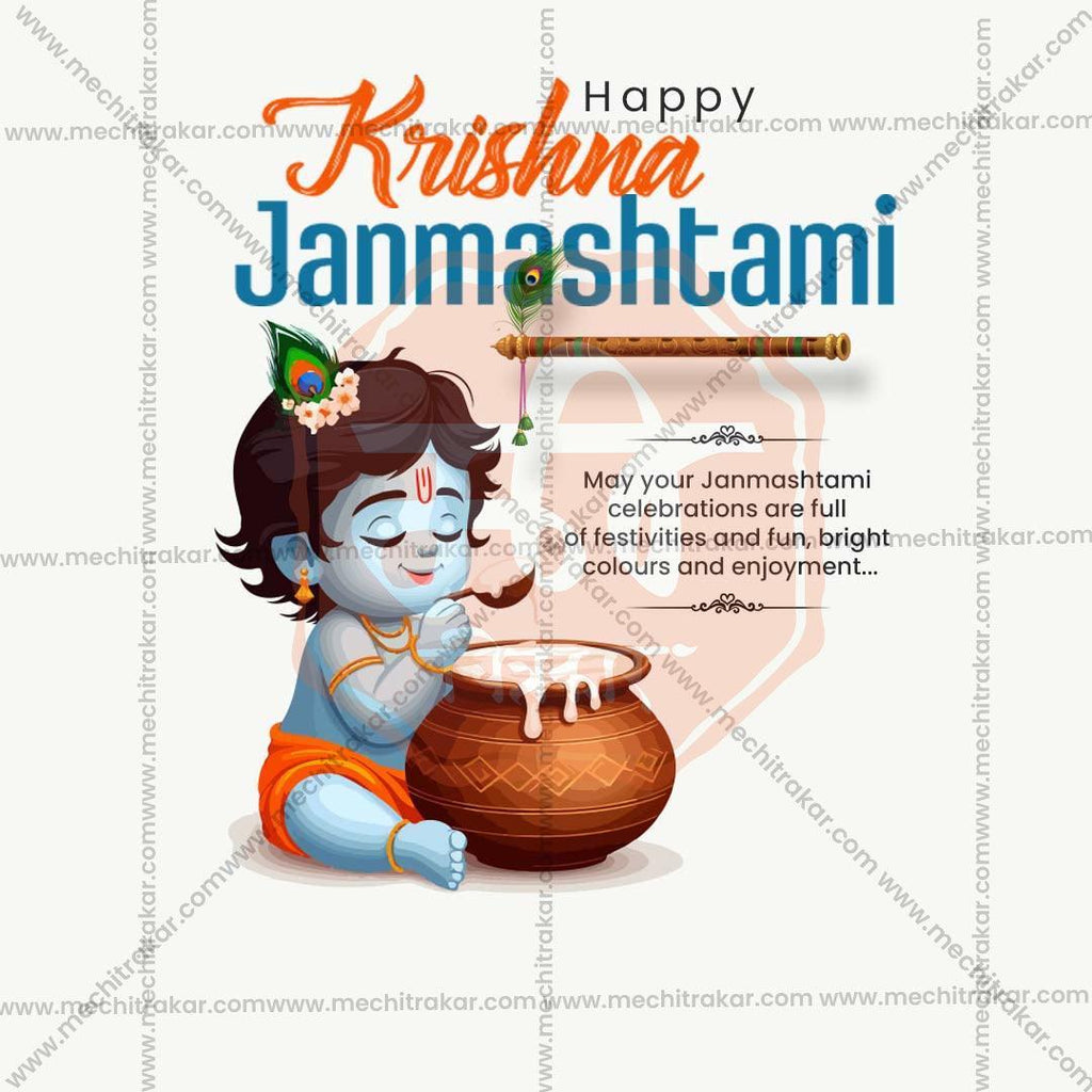 Stunning Sri Krishna Janmashtami Festival Banner in Marathi, Hindi, and English - Editable PSD  by Me Chitrakar