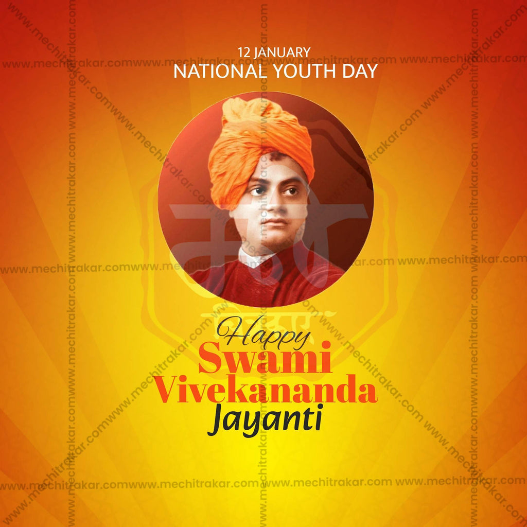 Creative Swami Vivekananda Jayanti editable Poster in Marathi, Hindi, and English - Editable PSD and JPG by Me Chitrakar