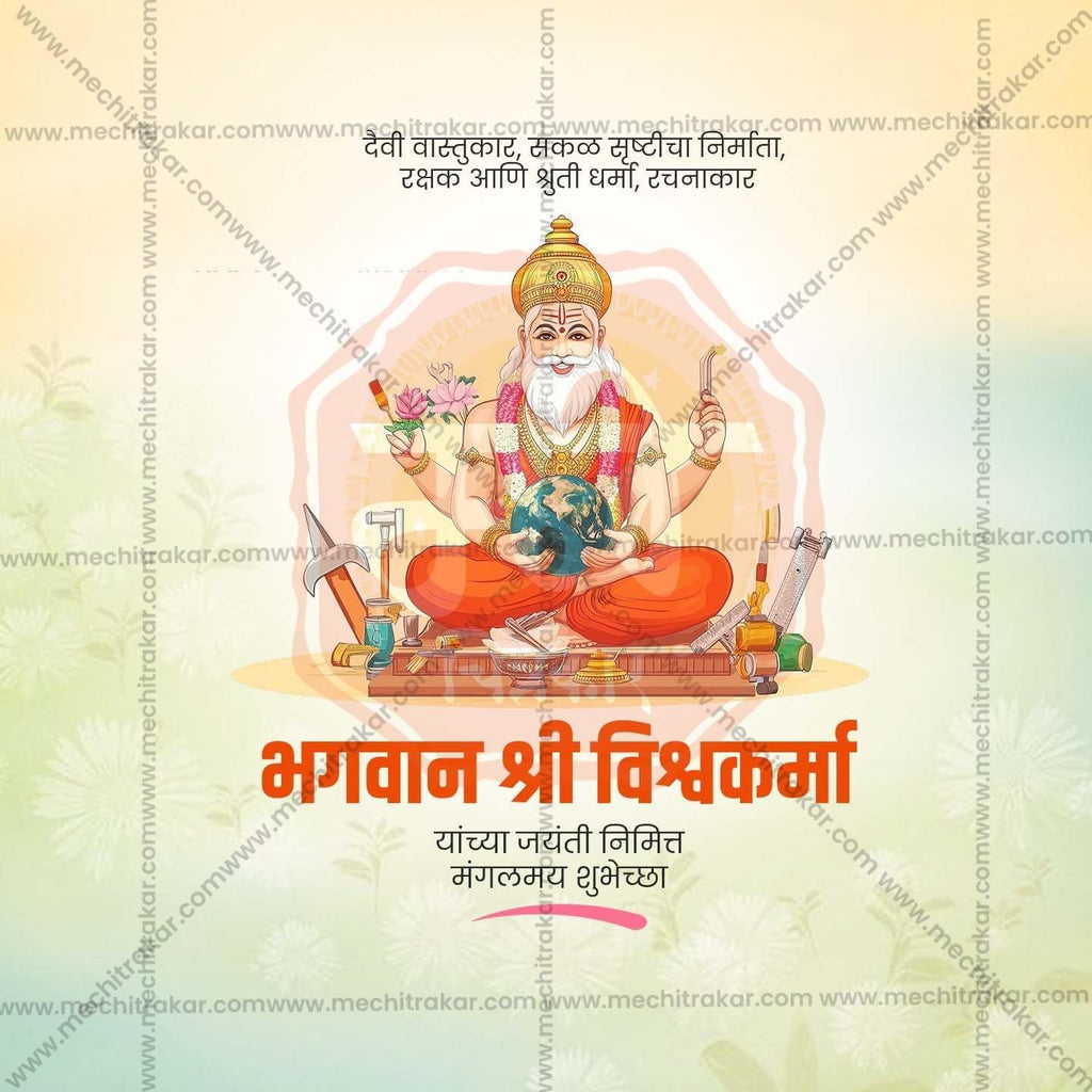 Attractive Vishwakarma Jayanti Festival Banner in Marathi, Hindi, and English - PSD  by Me Chitrakar