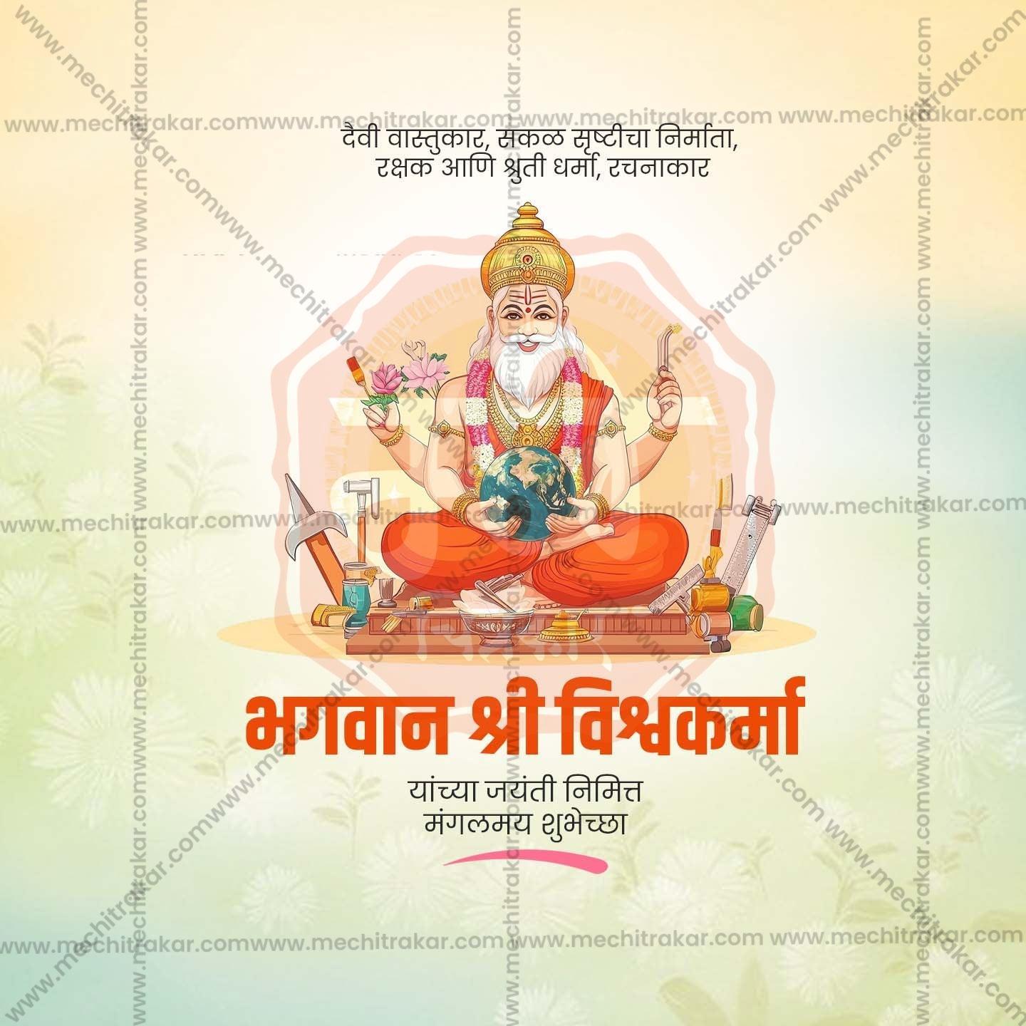 Attractive Vishwakarma Jayanti Festival Banner in Marathi, Hindi, and English - PSD  by Me Chitrakar