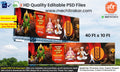 Editable PSD Banner Template – Ashadhi Ekadashi Pandharichi Wari with Vitthal Murti, Sant Tukaram, Sant Dnyaneshwar, and Bhakti Mandal (40x10 ft)
