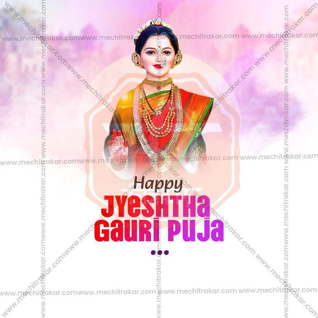 Professional Jyeshta Gauri Avahan Template Design for Social Media in Marathi, Hindi, and English - PSD  by Me Chitrakar