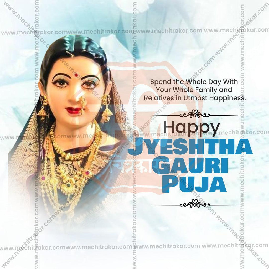 Professional Jyeshta Gauri Avahan Template Design in Marathi, Hindi, and English - High-Quality Editable PSD  by Me Chitrakar