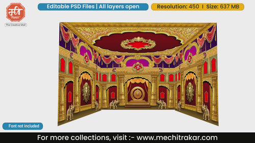 Lion & Elephant Pandal PSD Template | Ganpati & Navratri | mechitrakar.com