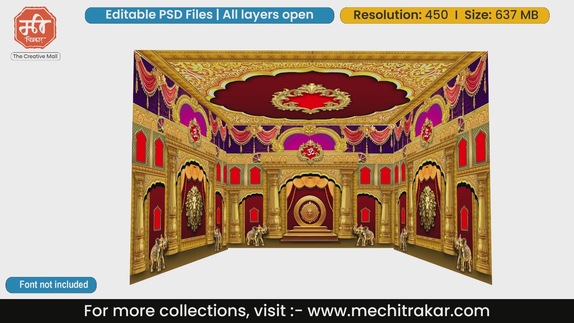Lion & Elephant Pandal PSD Template | Ganpati & Navratri | mechitrakar.com