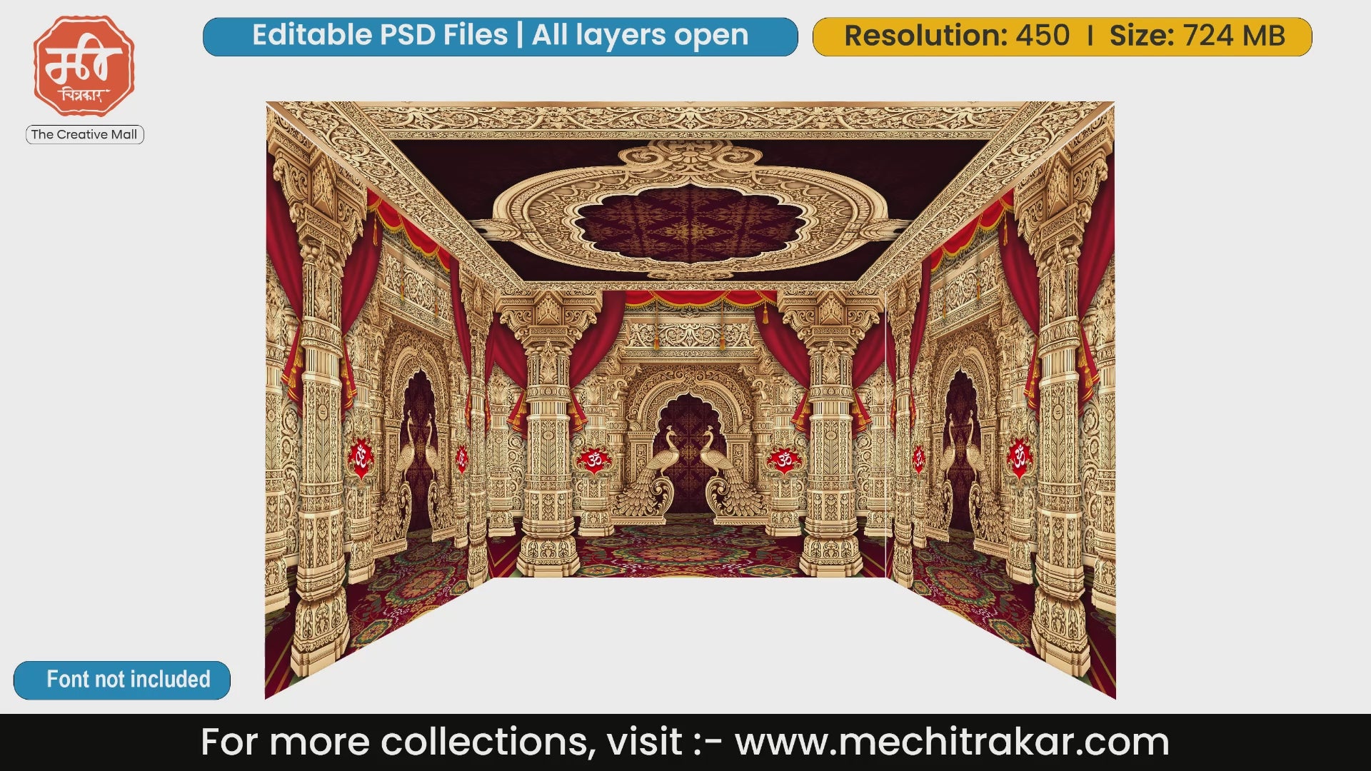 Grand Temple Pandal PSD Template | Ganpati, Navratri & Wedding | mechitrakar.com