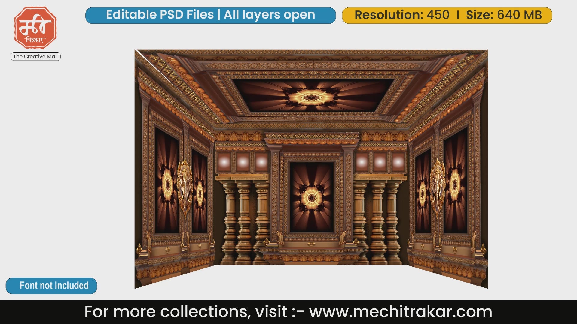 Classic Temple Pandal PSD Template | Ganpati & Navratri Festival | www.mechitrakar.com