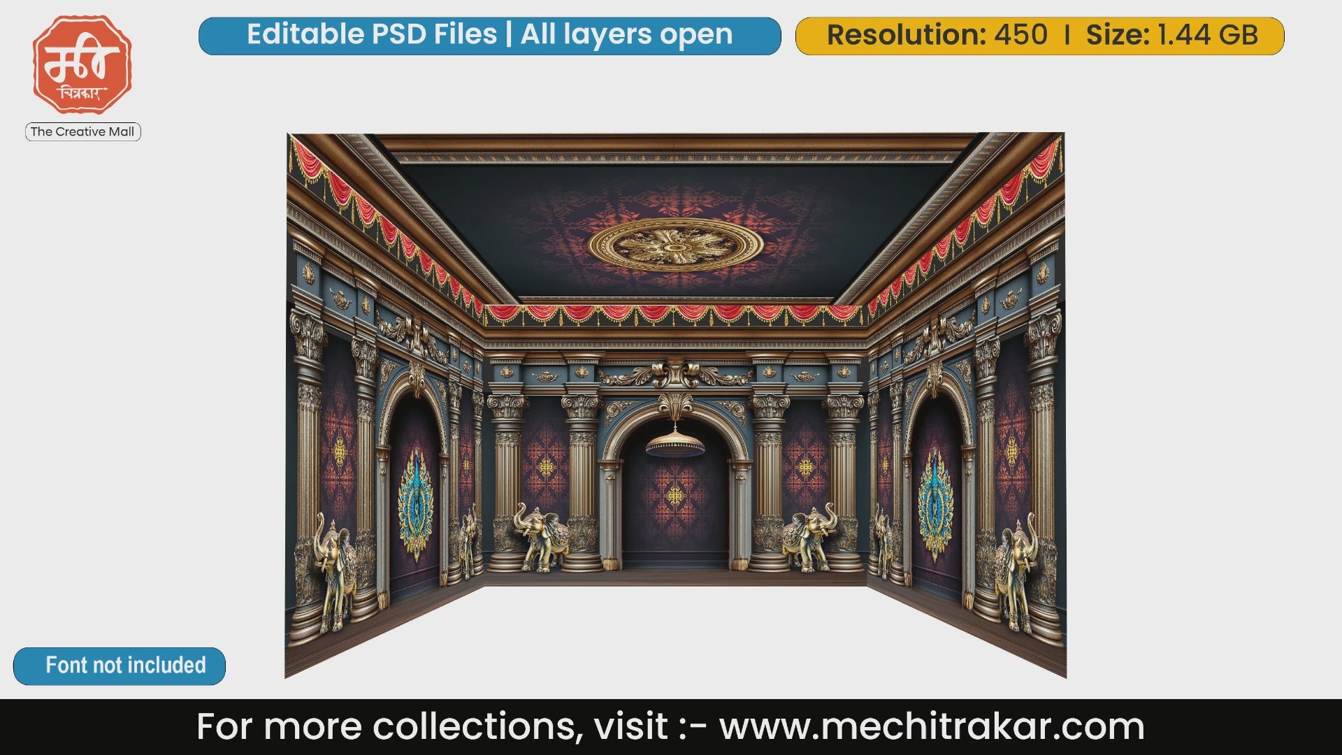 Grand Golden Pandal PSD Template | Ganpati, Navratri & Wedding | mechitrakar.com