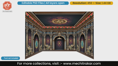 Grand Golden Pandal PSD Template | Ganpati, Navratri & Wedding | mechitrakar.com