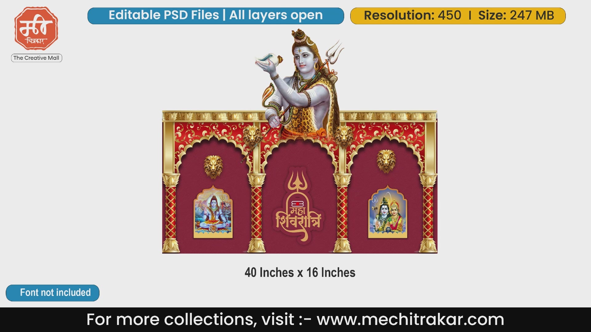 Mahashivratri Themed Backdrop Arch Kaman Design – High-Quality Editable PSD File | Me Chitrakar