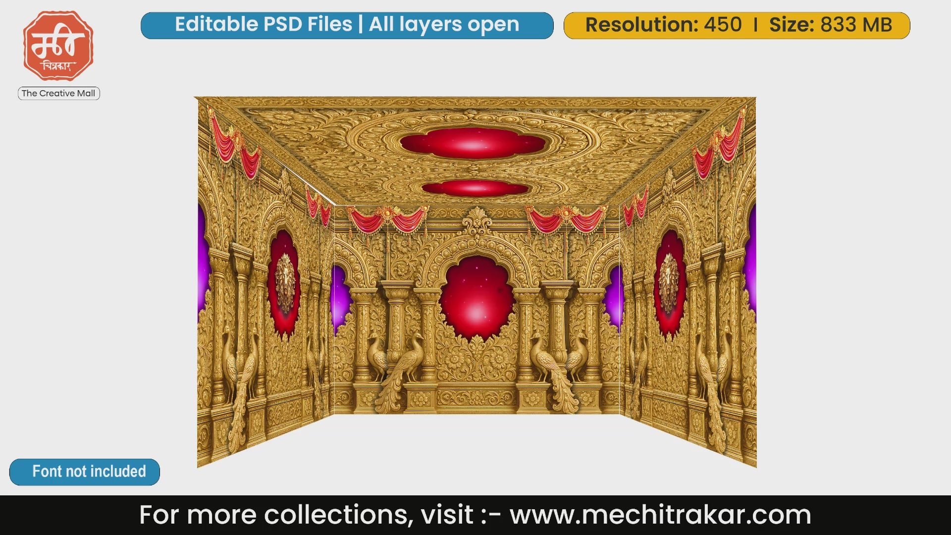 Royal Darbar Pandal PSD Template | Ganpati, Navratri & Wedding | mechitrakar.com