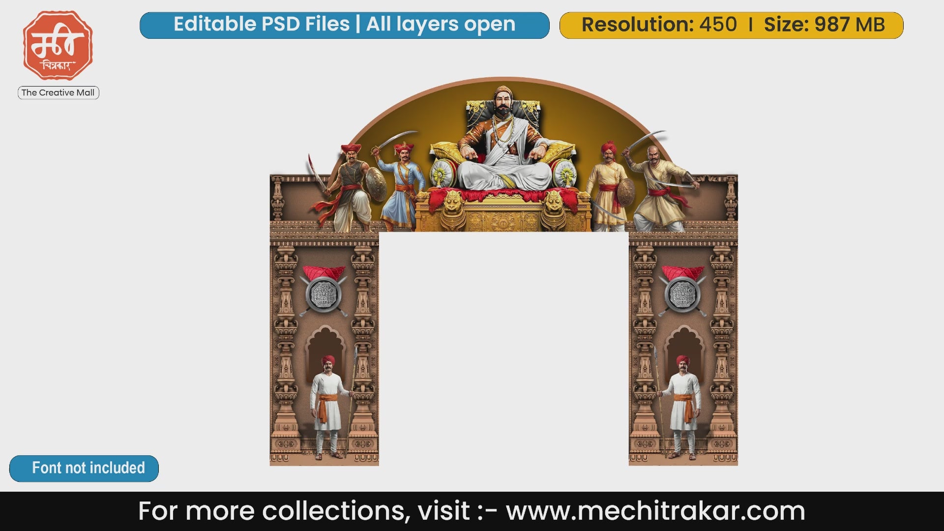Shivaji Maharaj Throne & Mavale Warriors Gate PSD | Royal Darbar