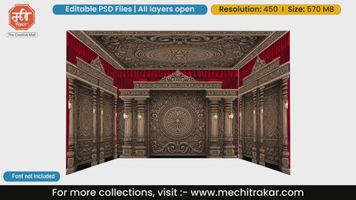 Carved Wood Pandal PSD Template | Ganpati & Navratri Festival | mechitrakar.com
