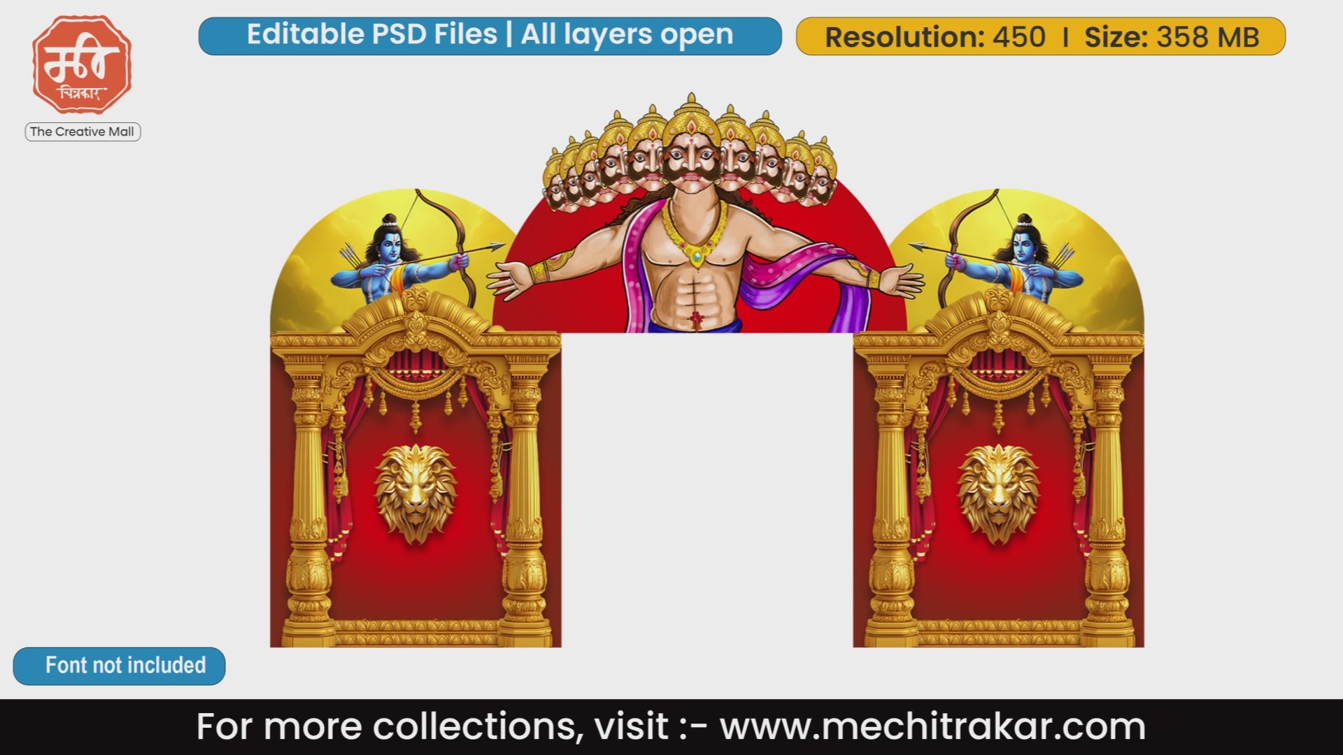 Ramayan Theme Entry Arch and Kamaan Template - Creative Editable PSD File - Mechitrakar | BEK0824-11
