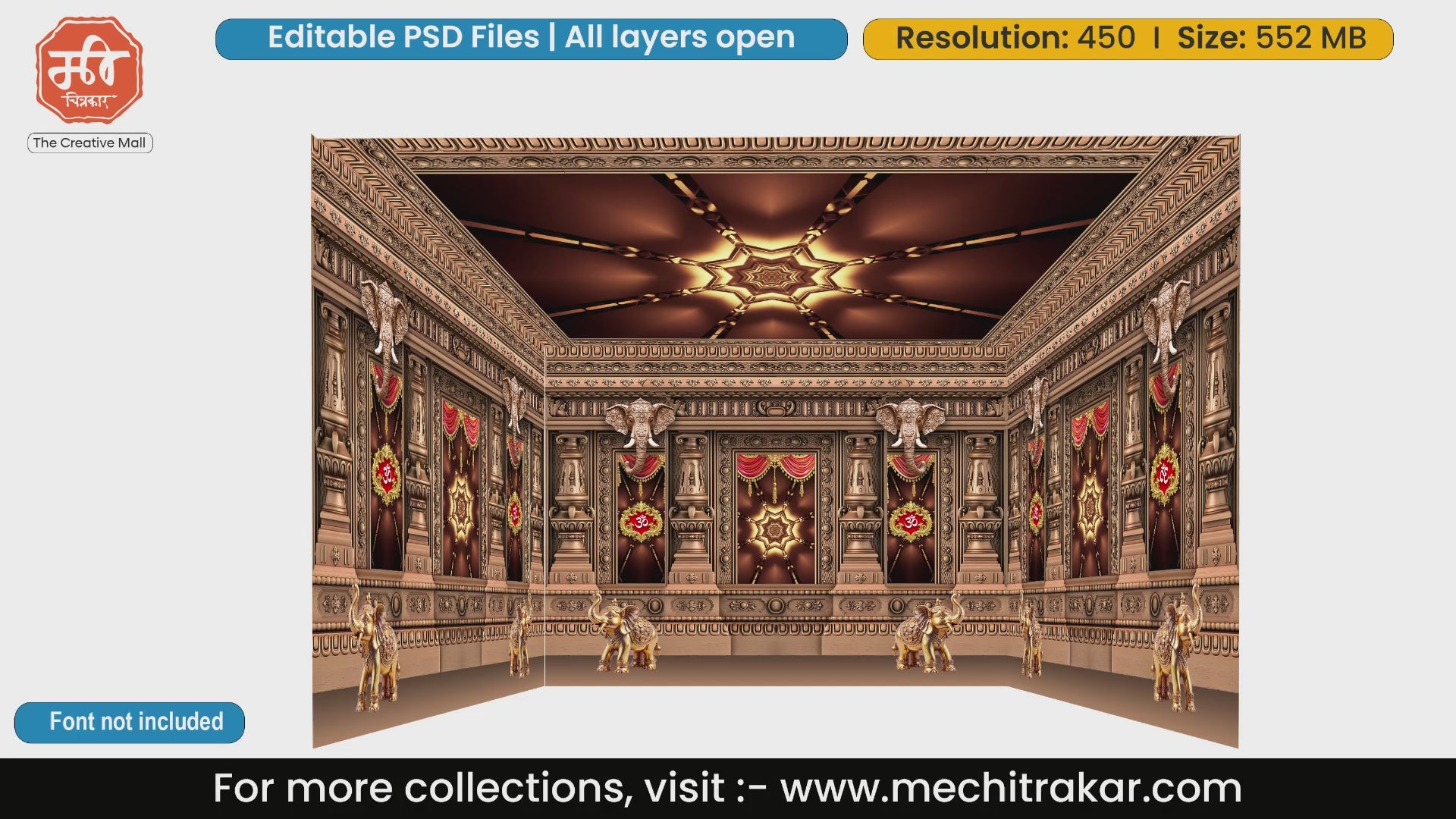 Fortress Temple Pandal PSD Template | Ganpati & Navratri | mechitrakar.com