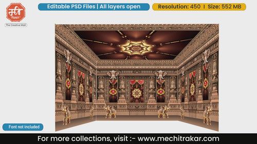 Fortress Temple Pandal PSD Template | Ganpati & Navratri | mechitrakar.com