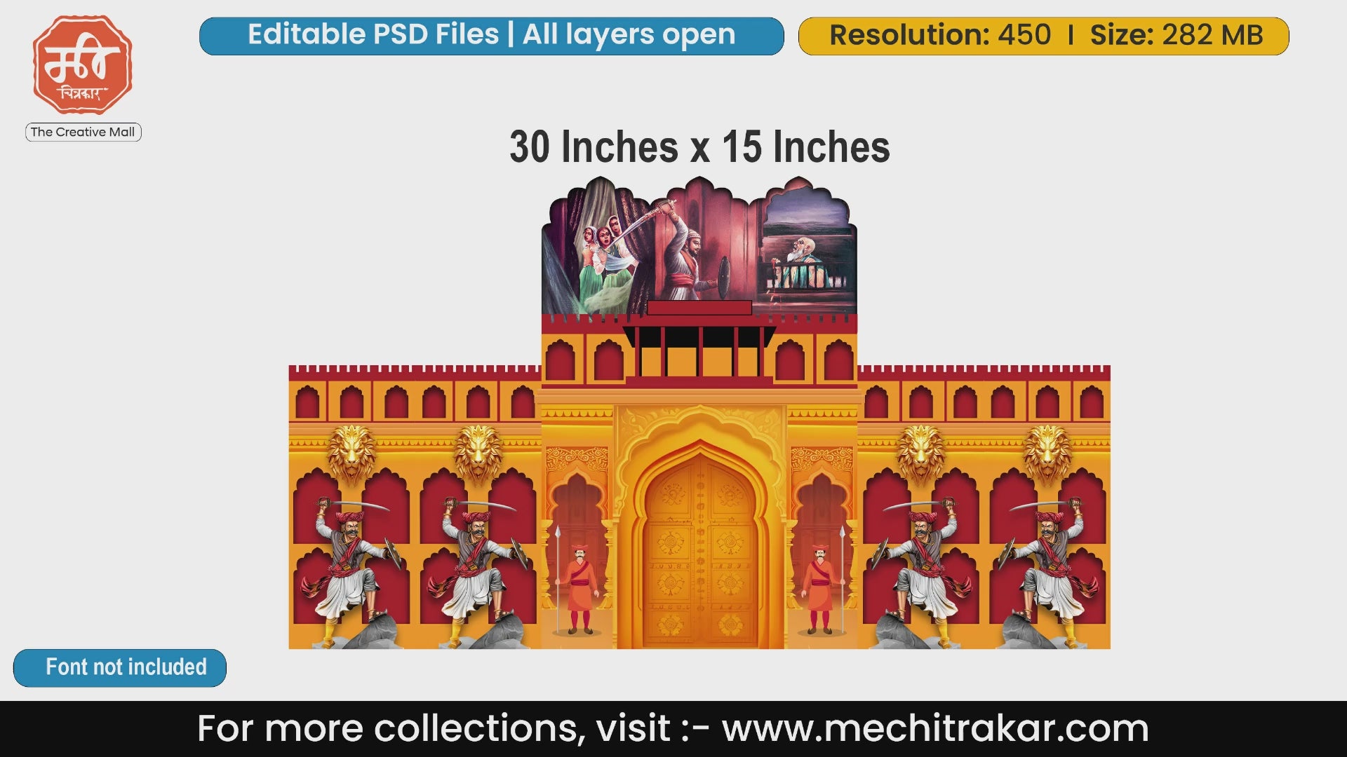 Lal Mahal Attack Theme Kaman and Backdrop Design - High-Quality Editable PSD Files Showcasing Maratha Bravery - Mechitrakar | SJBBK1224-12