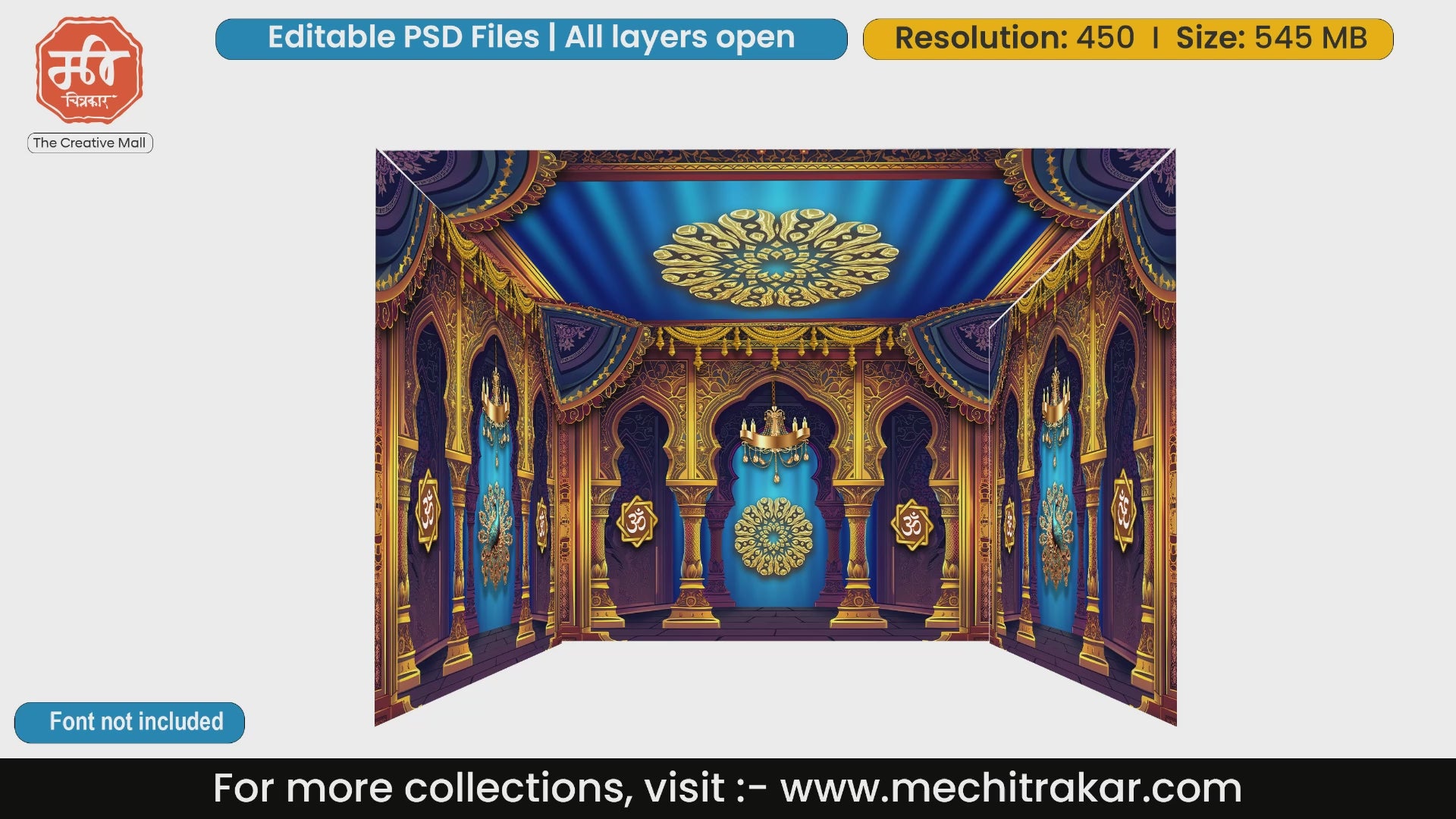 Royal Blue Pandal PSD Template | Ganpati & Navratri Festival | www.mechitrakar.com