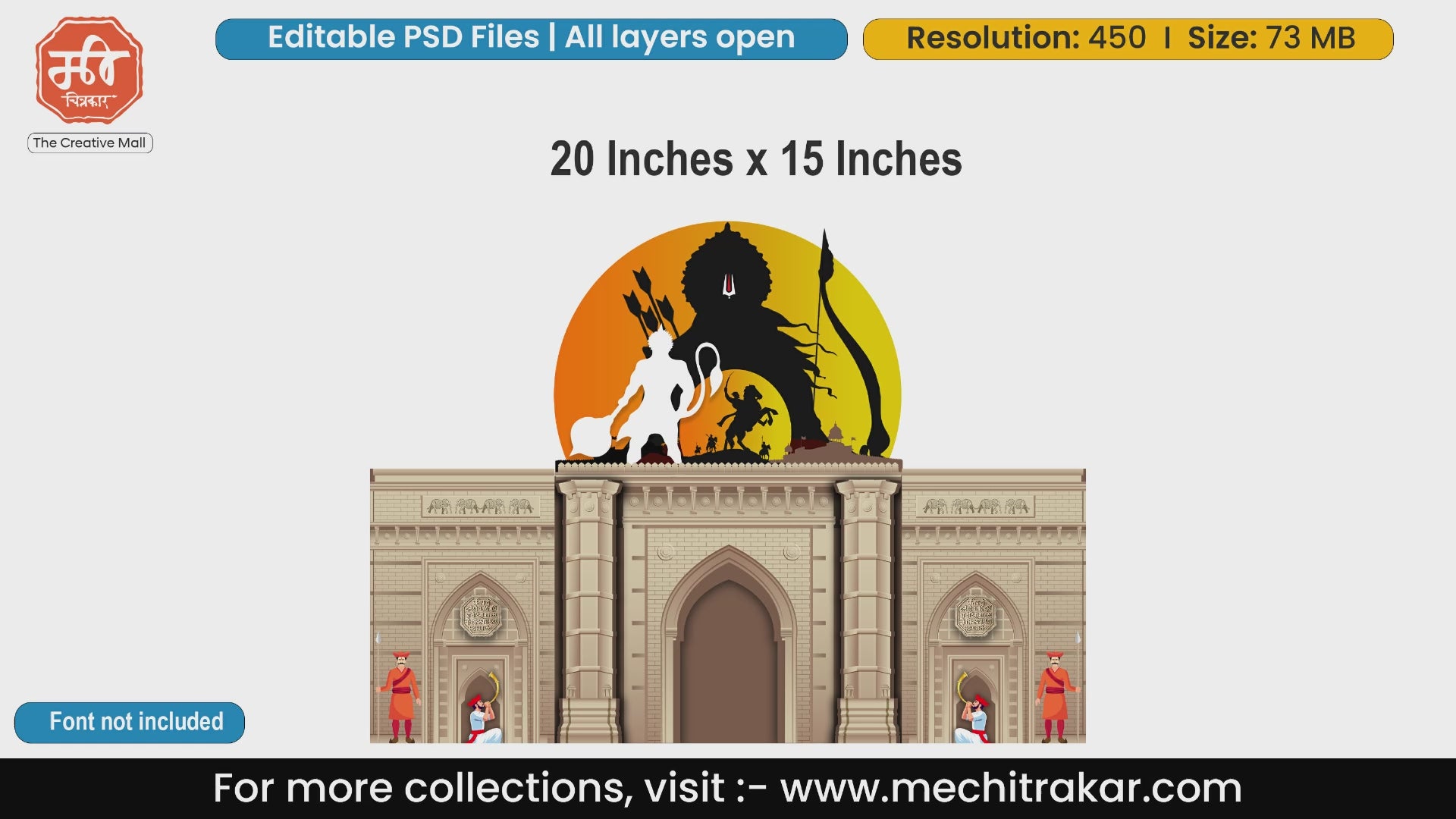 Ramayan Theme Kaman and Backdrop Design - High-Quality Editable PSD Files Inspired by Mythological Grandeur - Mechitrakar | SJBBK1224-13