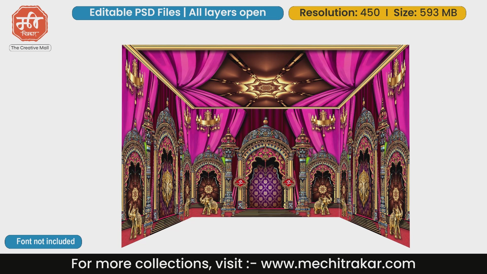 Vibrant Pink Pandal PSD Template | Ganpati & Navratri Festival | mechitrakar.com