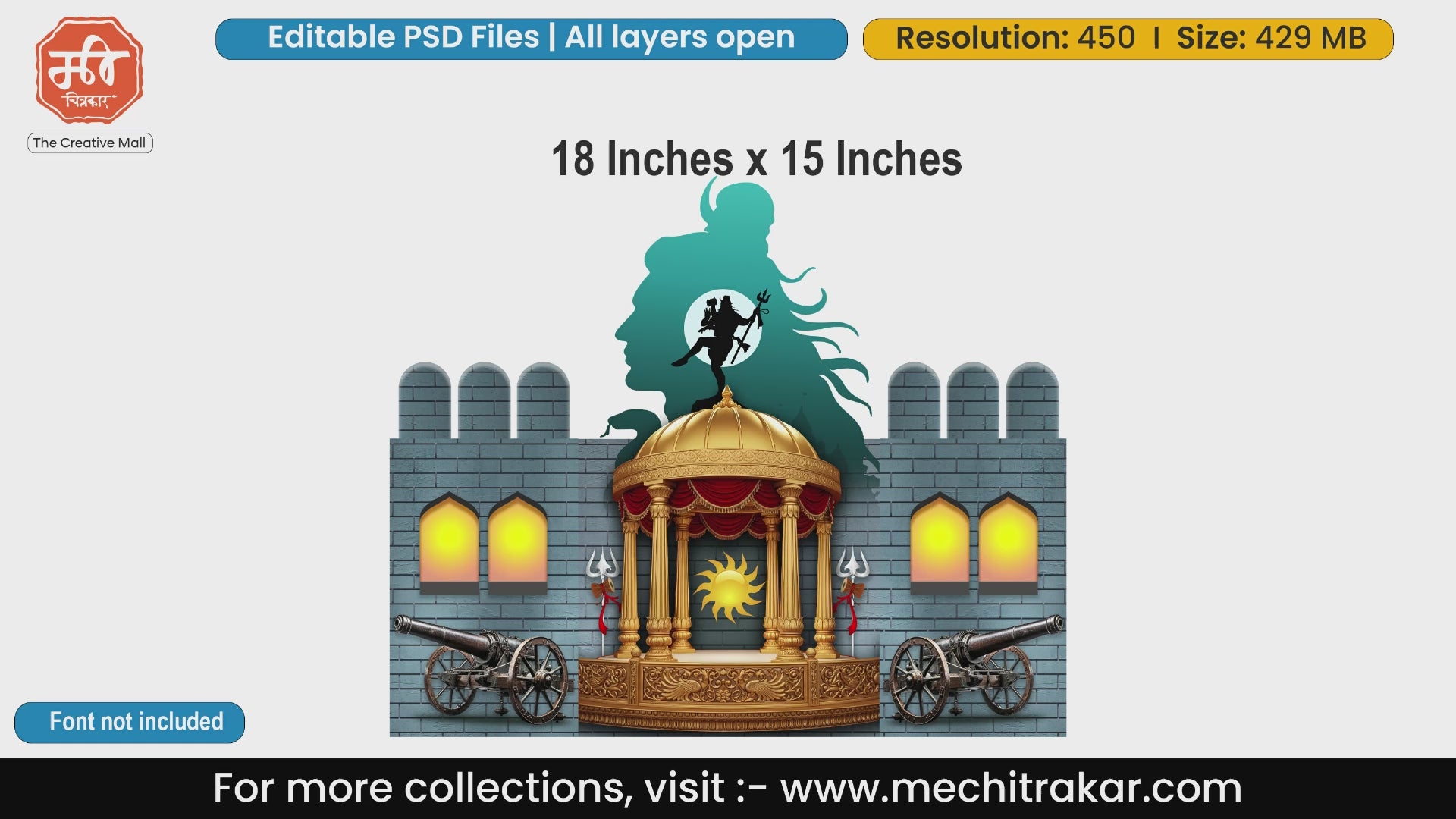 Shiv Tandav Theme Kaman and Backdrop Design - High-Quality Editable PSD Files Celebrating Maratha Heritage - Mechitrakar | PMD/BD1224/09