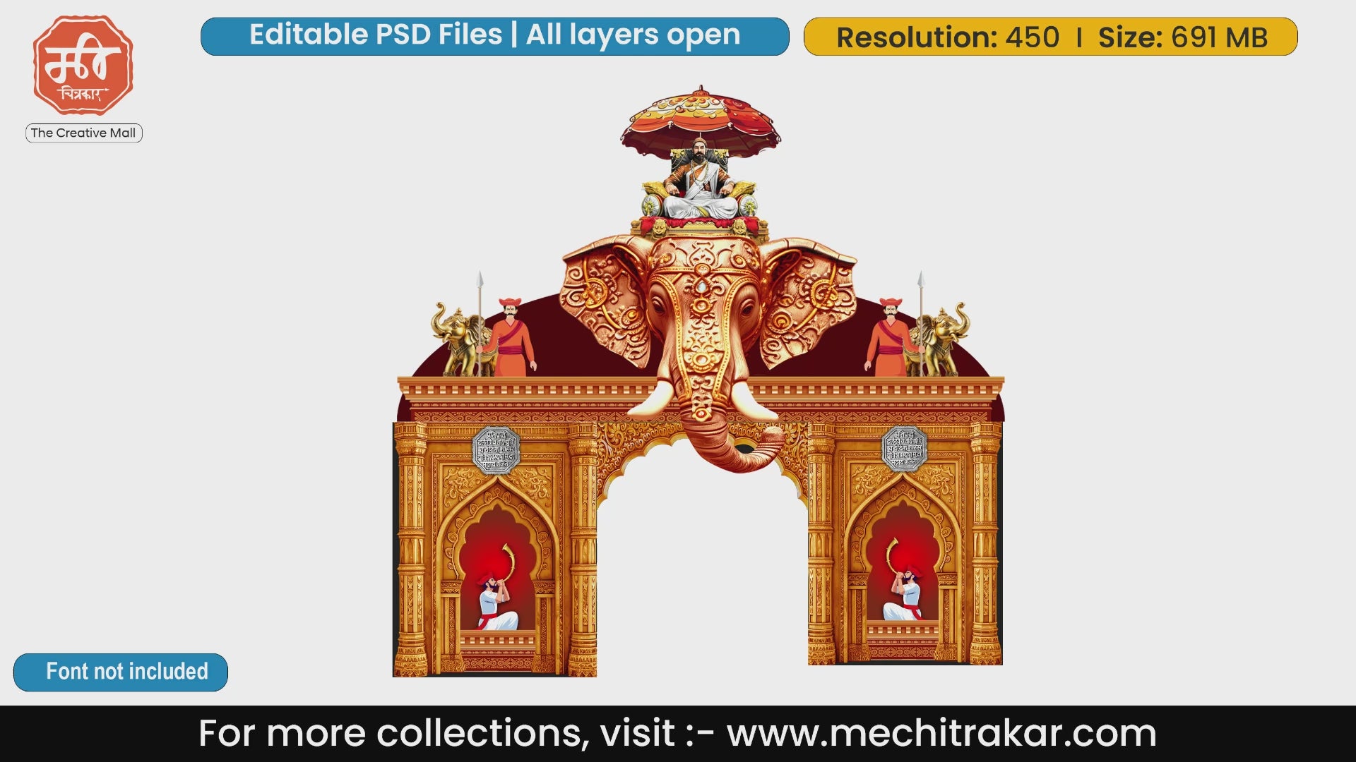 Shivray Swari Theme | Entry Arch and Kamaan Template | Editable PSD File - Mechitrakar | BEK0924-31