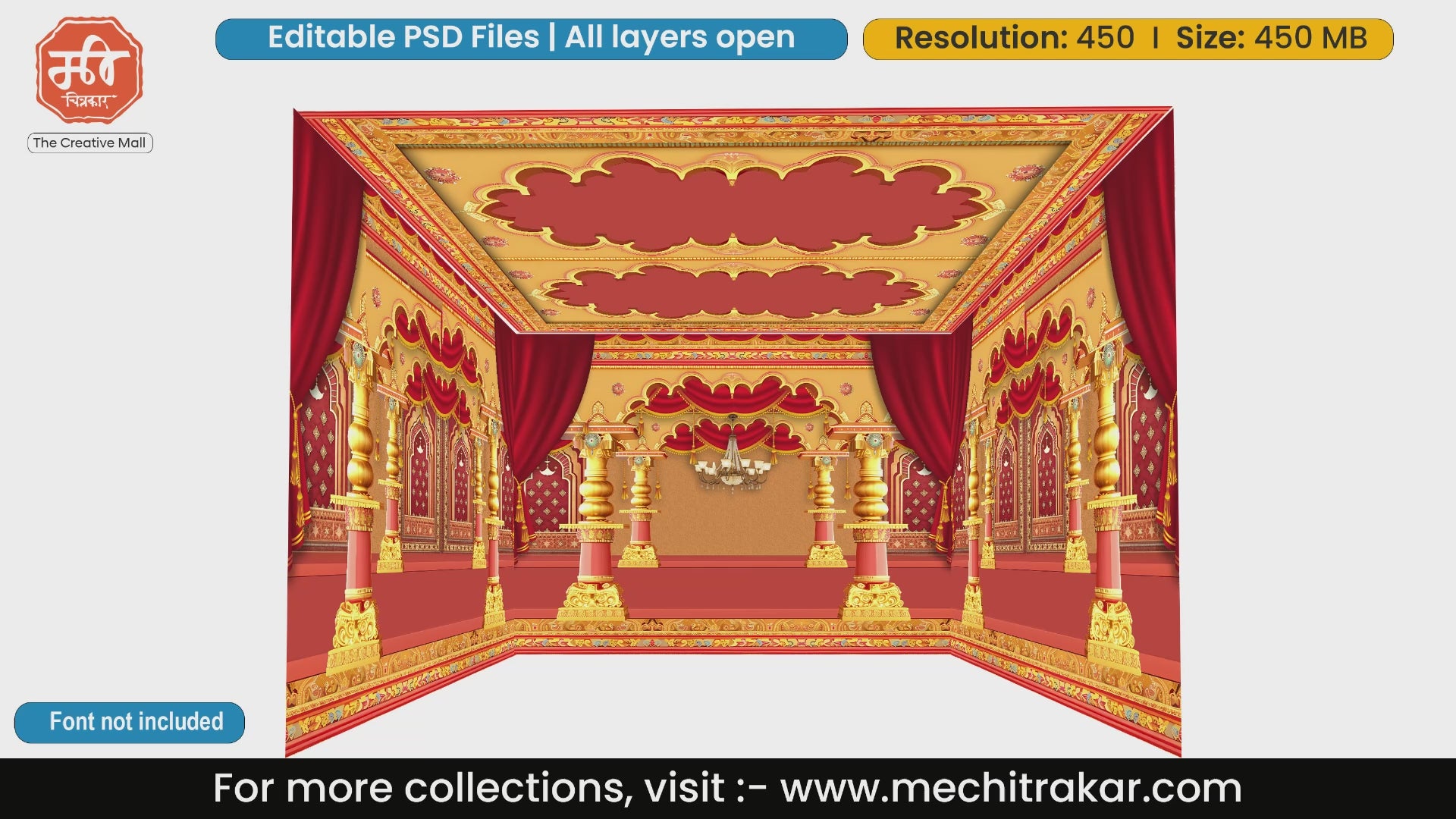 Royal Golden Pandal PSD Template | Ganpati, Navratri & Wedding | mechitrakar.com