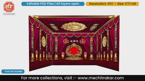 Traditional Festival Pandal Editable PSD | Red & Gold with Prabhavali | mechitrakar.com