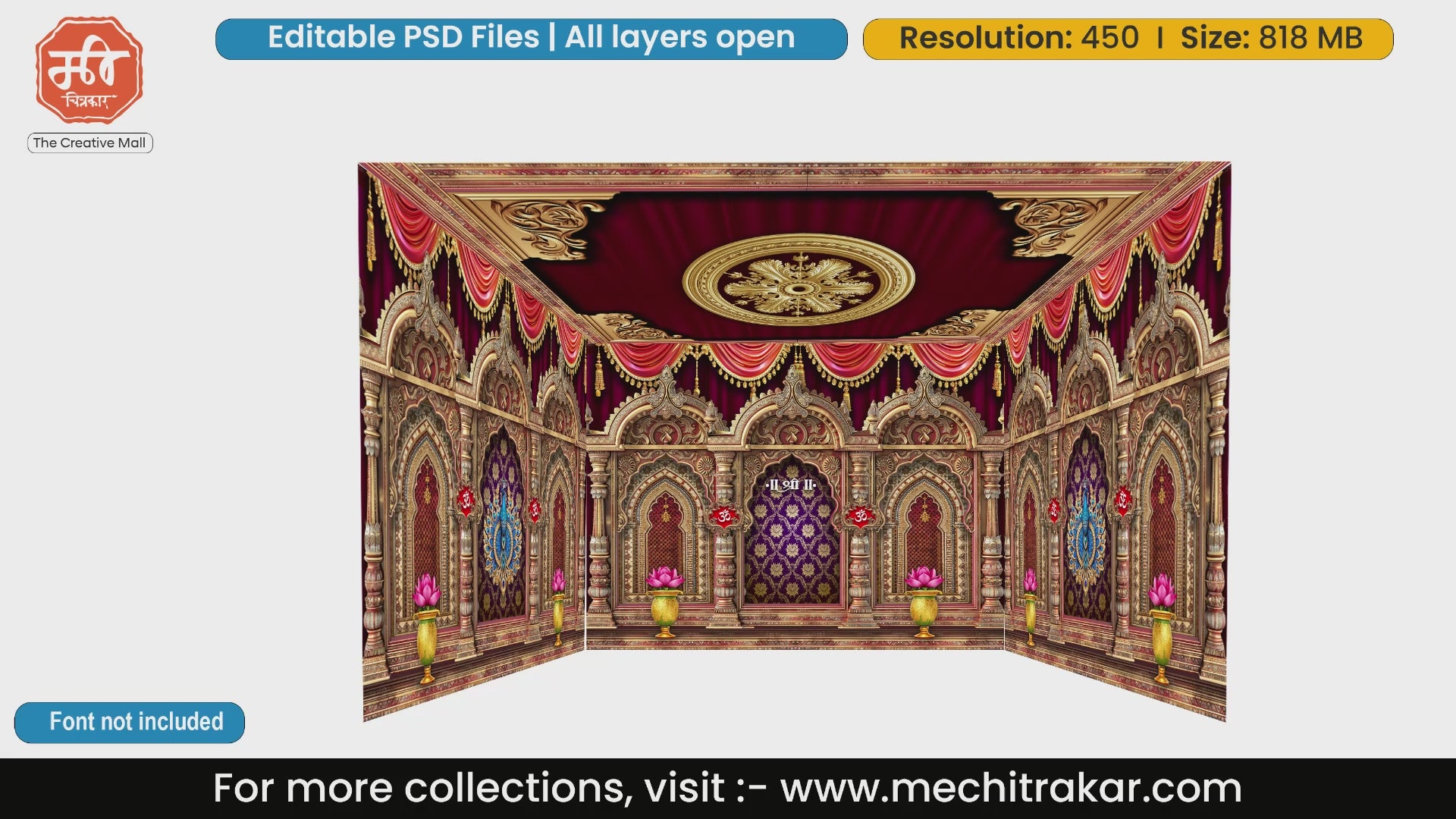 Grand Temple Pandal PSD Template | Ganpati & Navratri Festival | mechitrakar.com