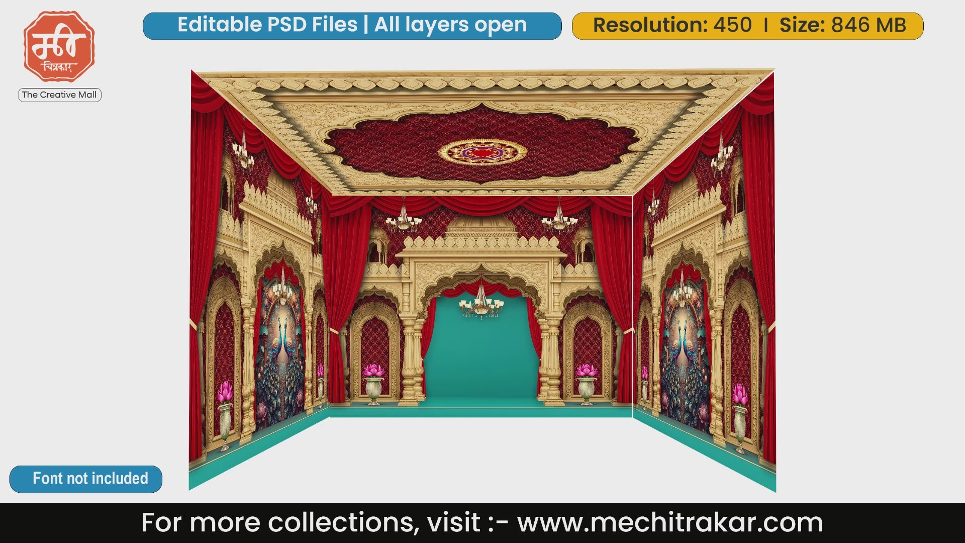 Grand Golden Pandal PSD Template | Ganpati, Navratri & Wedding | mechitrakar.com