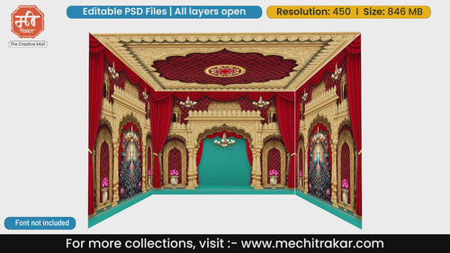 Grand Golden Pandal PSD Template | Ganpati, Navratri & Wedding | mechitrakar.com