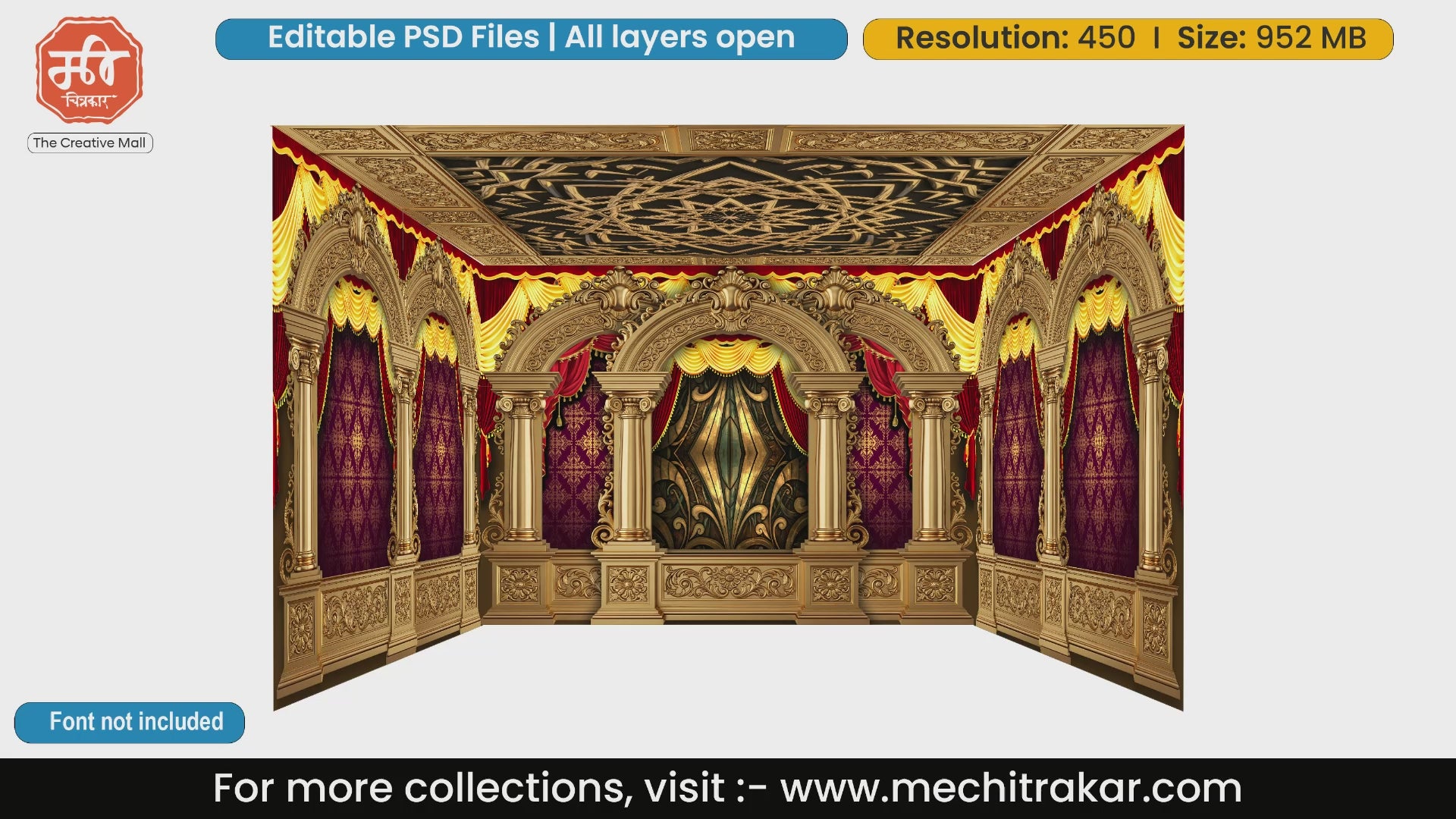 Royal Palace Pandal PSD Template | Ganpati, Navratri & Wedding | mechitrakar.com