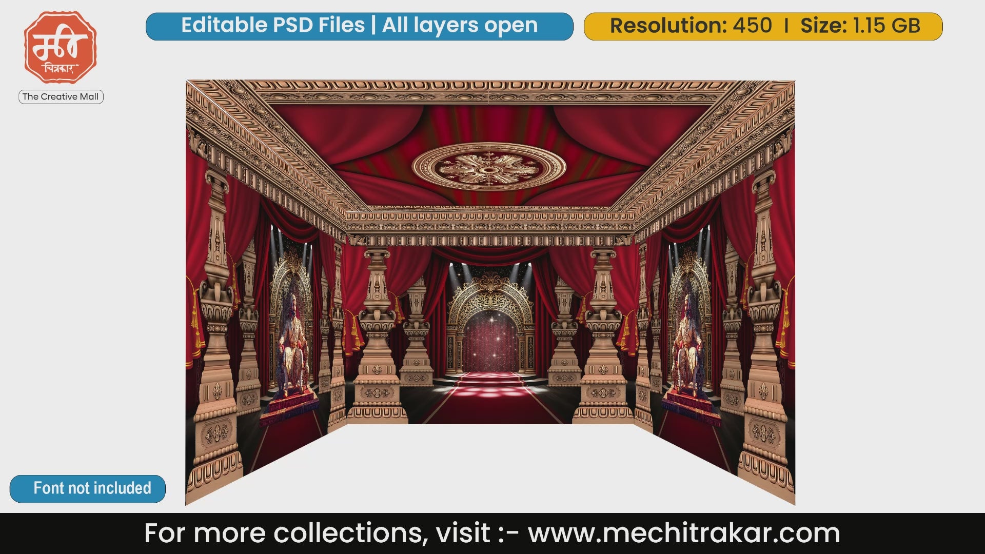 Royal Darbar Pandal PSD Template | Ganpati, Navratri & Wedding | mechitrakar.com