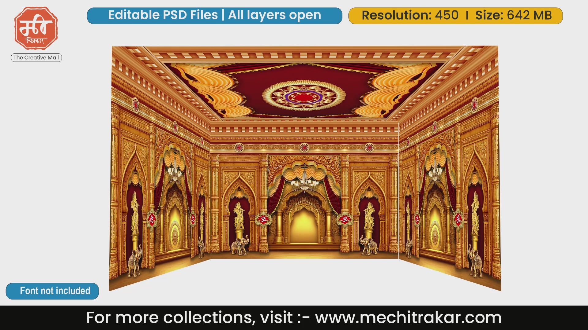 Royal Darbar Stage with Elephant & Statue Motifs | Editable PSD Templates | mechitrakar.com