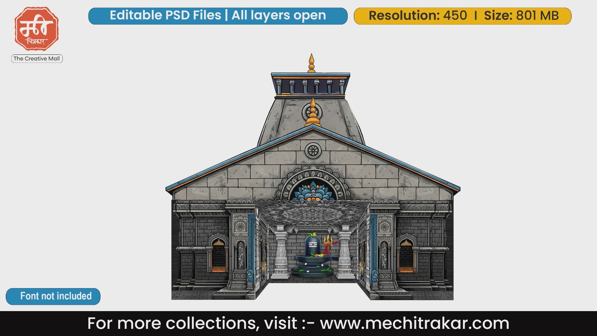 Kedarnath Temple Pandal PSD | 5-Side Ganpati & Mahashivratri | mechitrakar.com